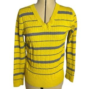 Tommy Hilfiger Women’s yellow & gray cable knit long sleeve top